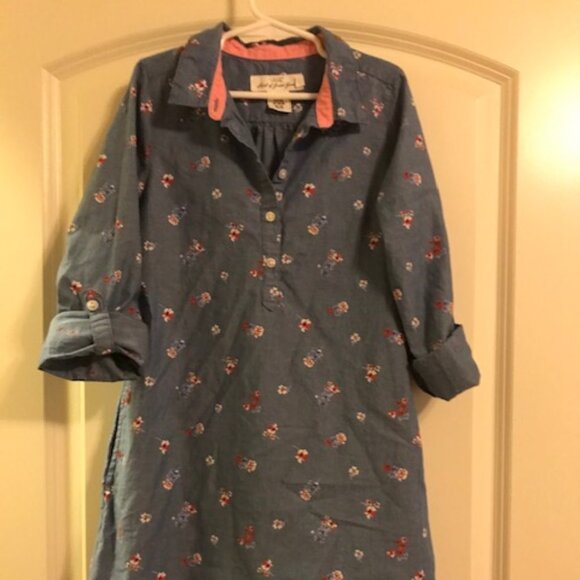 H&M Girls Roll Tab Sleeve Collared Floral Butterfly Blue Dress: Size 10 - Picture 1 of 3